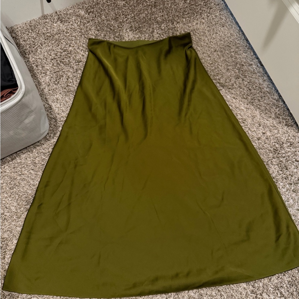 Jcrew Olive Green Slip Skirt